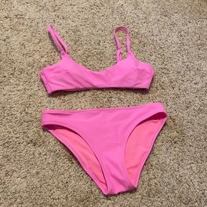 Pink aerie scoop bikini top and bottom